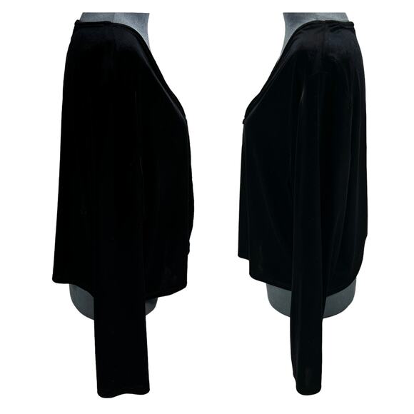 Vintage Black Velvet Whimsigoth Cardigan Sweater Sz Large 1 High Button Glam Emo - Picture 6 of 9